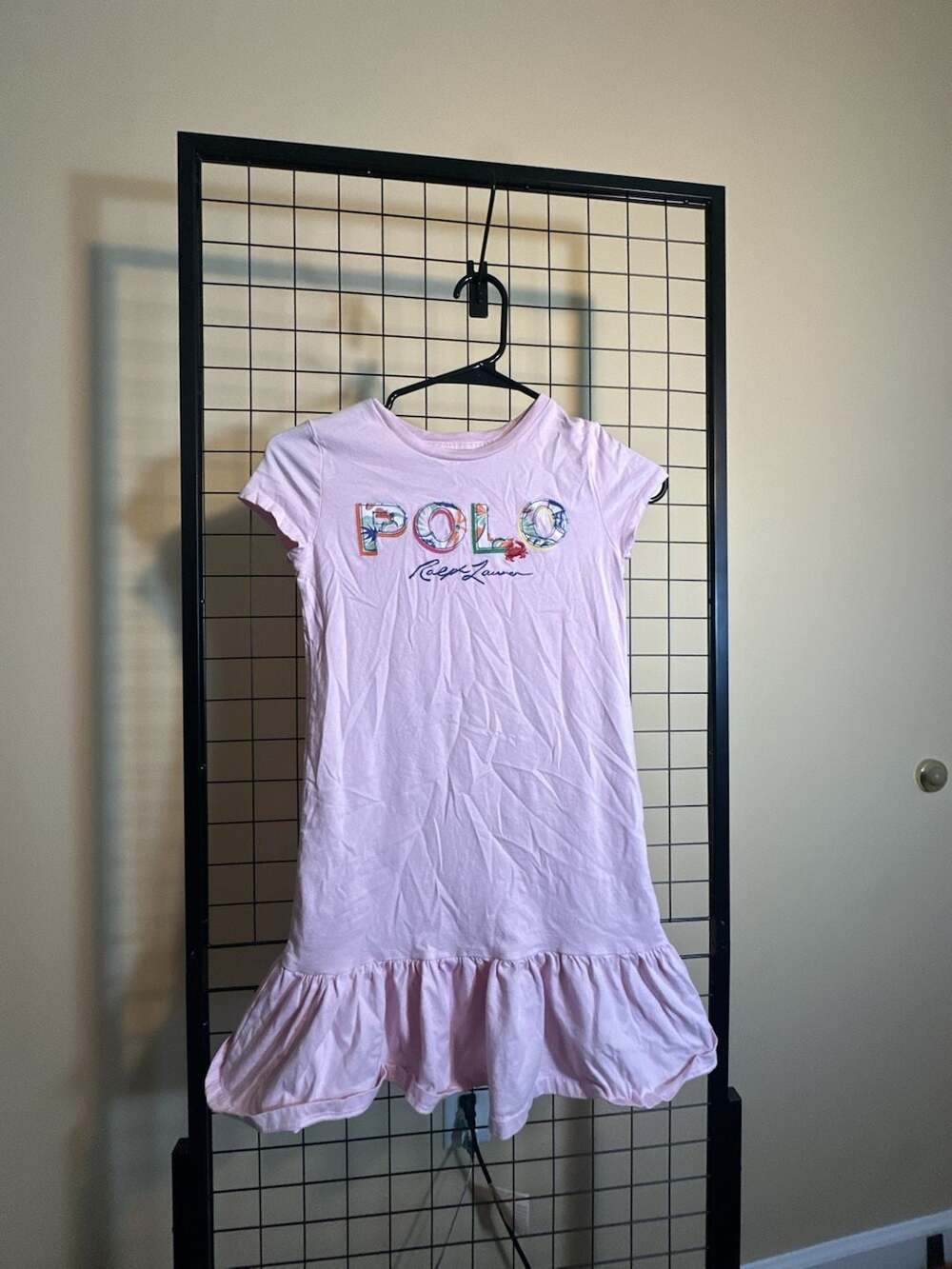 Polo Ralph Lauren Girls Pink Graphic Logo T-Shirt Dress Size M (8-10)